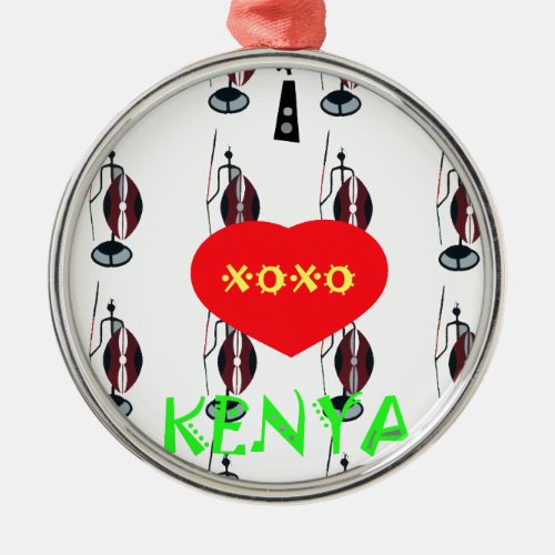 I Love Kenya XOXO Metal Ornament