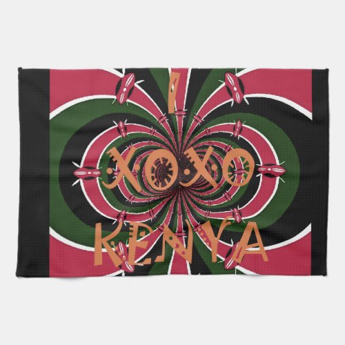 I Love Kenya XOXO National Flag Colors Kitchen Towel