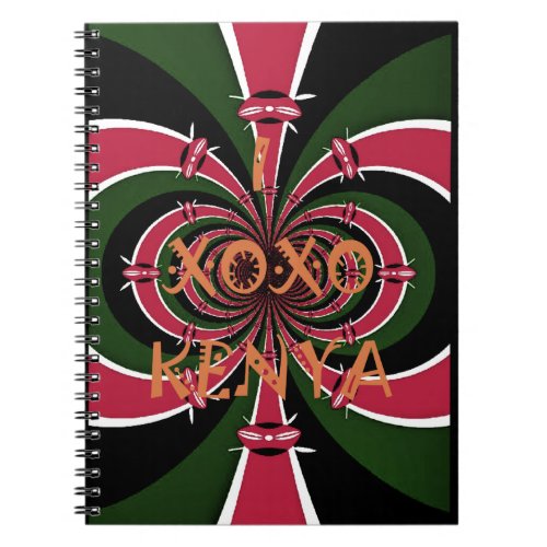 I Love Kenya XOXO National Flag Colors Notebook