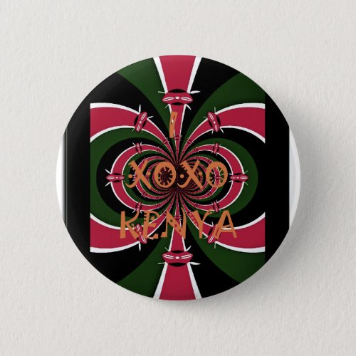 I Love Kenya XOXO National Flag Colors Pinback Button