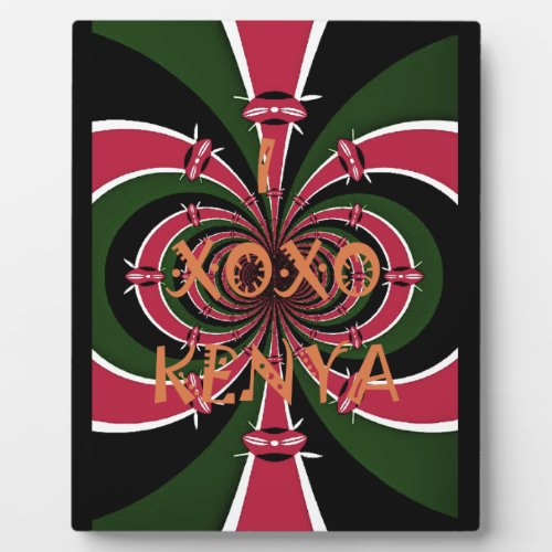 I Love Kenya XOXO National Flag Colors Plaque
