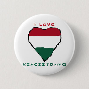 I Love Keresztanya Button