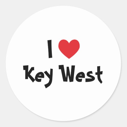 I Love Key West Florida Classic Round Sticker