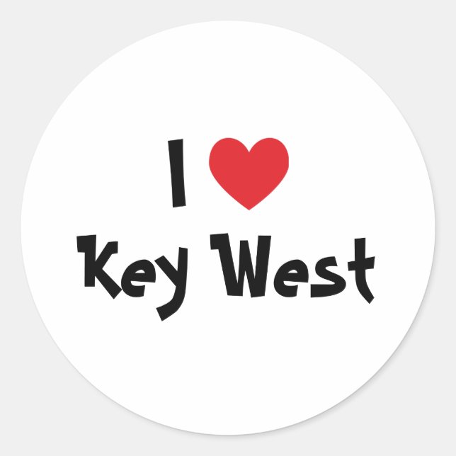 I Love Key West Florida Classic Round Sticker (Front)