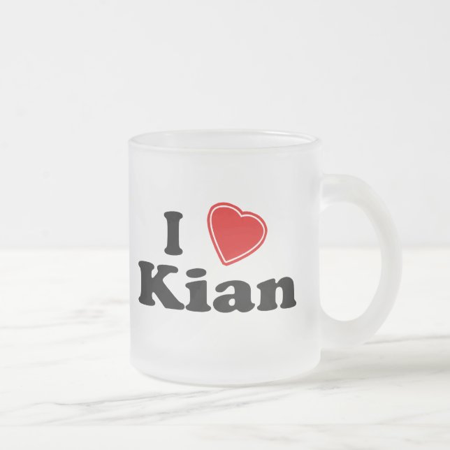 I Love Kian Frosted Glass Coffee Mug (Right)