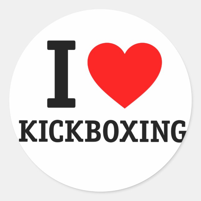 I Love Kickboxing Classic Round Sticker (Front)