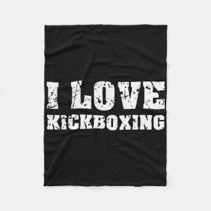 I Love Kickboxing Gym Fitness For Men Women Retro Fleece Blanket