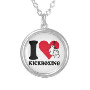 I love kickboxing silver plated necklace
