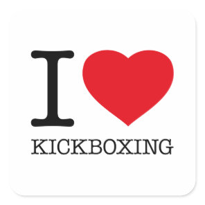 I LOVE KICKBOXING SQUARE STICKER