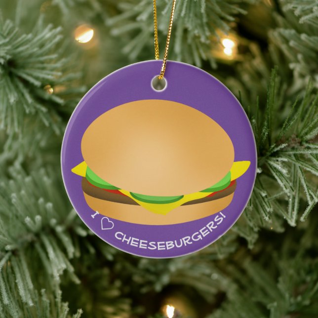 I Love Kiddie Cheeseburgers  Ceramic Ornament (Tree)