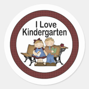 I Love Kindergarten Classic Round Sticker