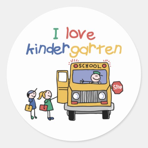 I Love Kindergarten Classic Round Sticker
