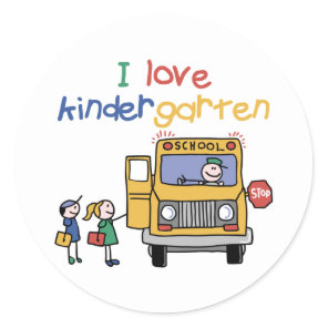 I Love Kindergarten Classic Round Sticker