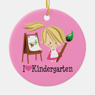 I Love Kindergarten Teacher or Student Gift Ceramic Ornament