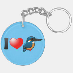 I Love Kingfishers Circle Keychain (double-sided)