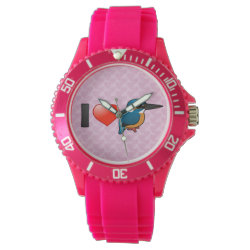 I Love Kingfishers Women's Sporty Pink Silicon Watch