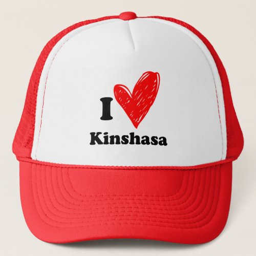 I Love Kinshasa _ Heart Sketch Trucker Hat