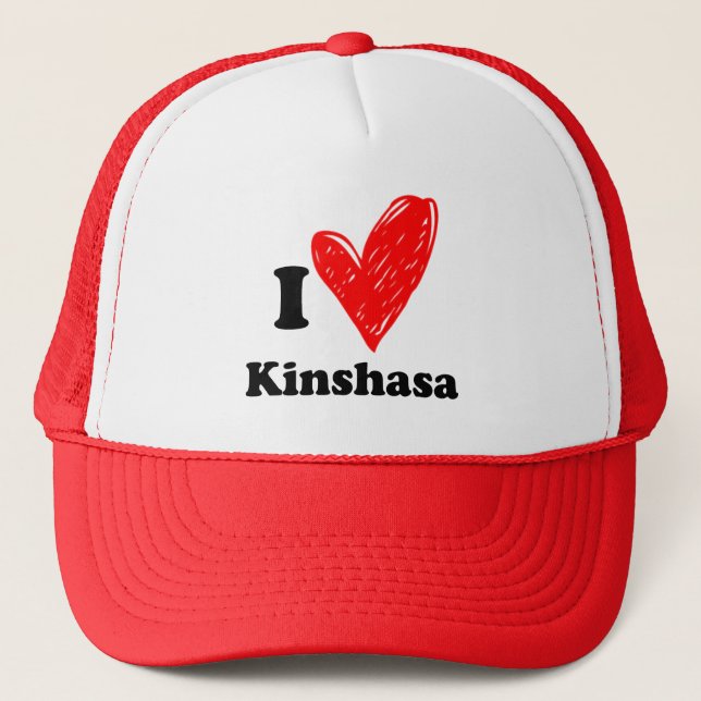 I Love Kinshasa - Heart Sketch Trucker Hat (Front)