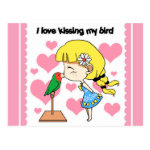 I love kissing my bird postcard