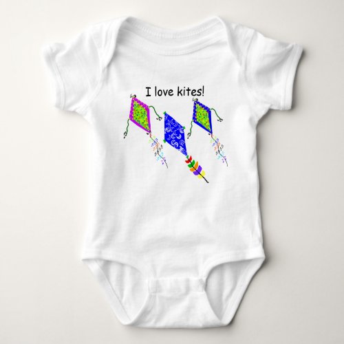 I Love Kites Musical Notes Crescent Moons Baby Bodysuit
