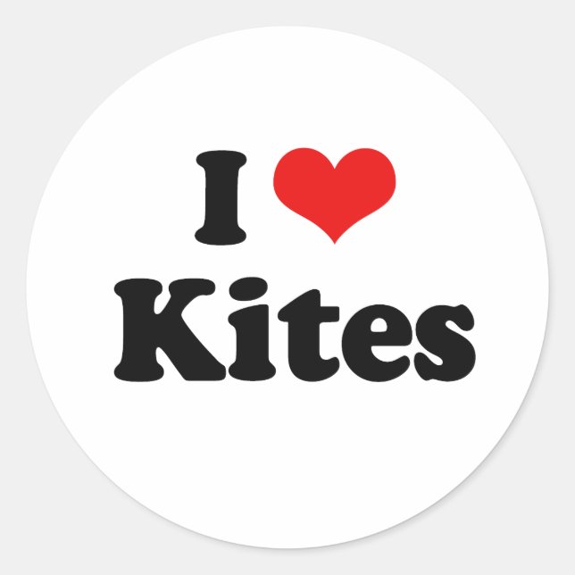 I Love Kites Tshirt Classic Round Sticker (Front)