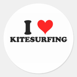 I Love Kitesurfing Classic Round Sticker