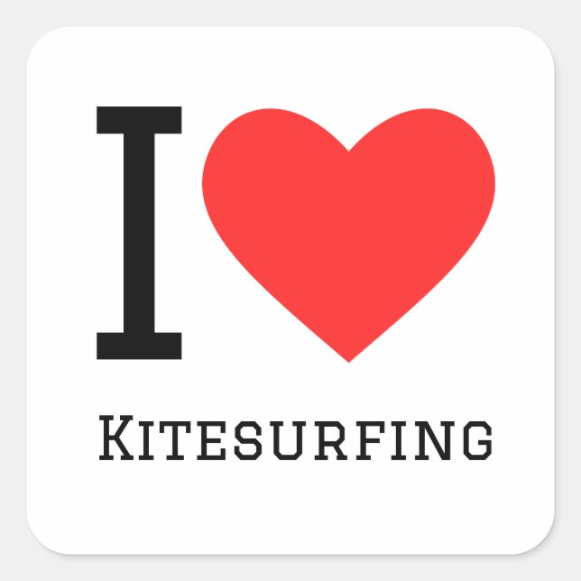 I love kitesurfing square sticker (Front)