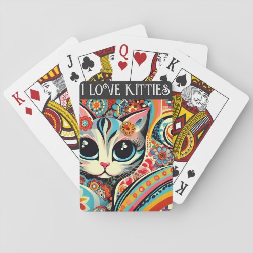 I Love Kitties Cat Mexican Folk Art Talavera Style Playing Cards