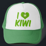 I Love Kiwi Trucker Hat<br><div class="desc">A cute kiwi lover gift in pretty green with a heart shaped kiwi. I love kiwis and other fruit.</div>