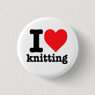 "I love knitting" Button