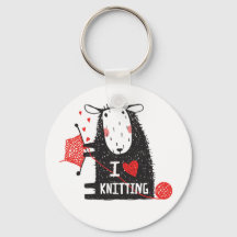 I Love Knitting Keychain