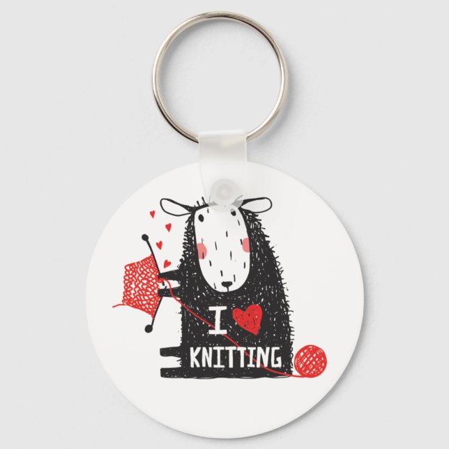 I Love Knitting Keychain (Front)