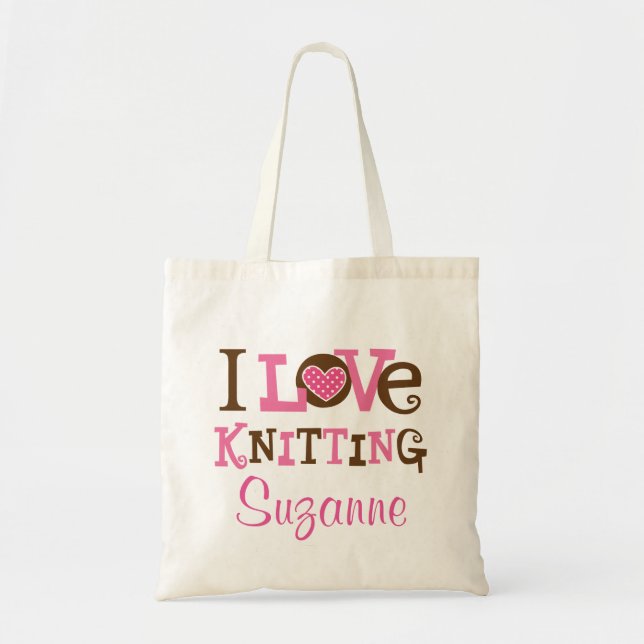I Love Knitting (Knitter Gift) Personalized Bag (Front)