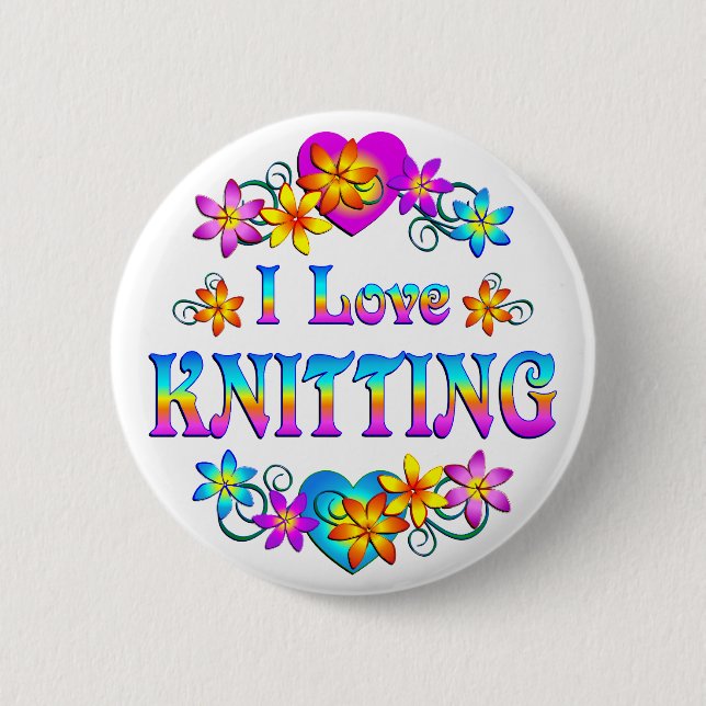 I Love Knitting Pinback Button (Front)