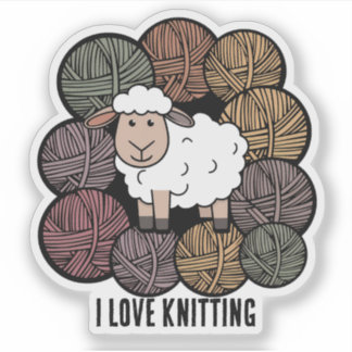 "I love knitting" sticker