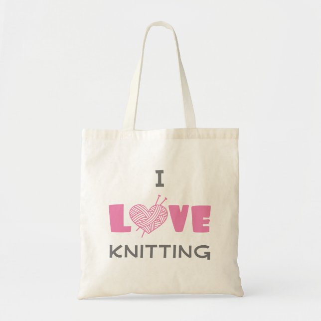 I Love Knitting Tote Bag (Front)