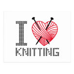 I love knitting, word art, text design postcard