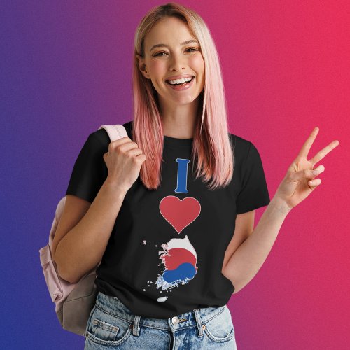 I Love Korea Vertical I Love South Korean Flag Map T_Shirt