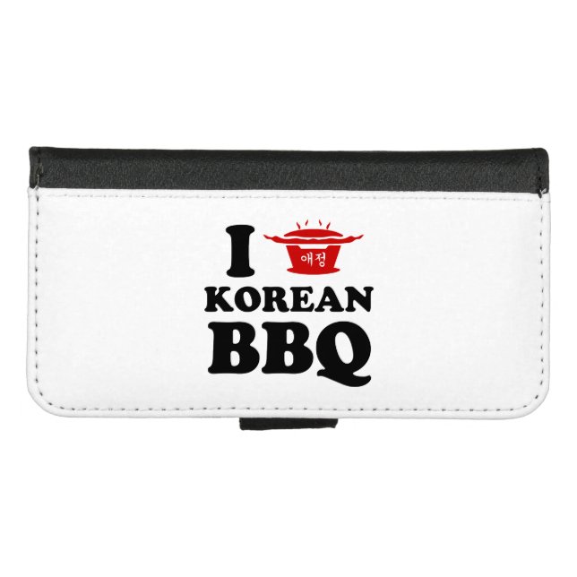 I Love Korean BBQ (고기구이) iPhone Wallet Case (Front (Horizontal))