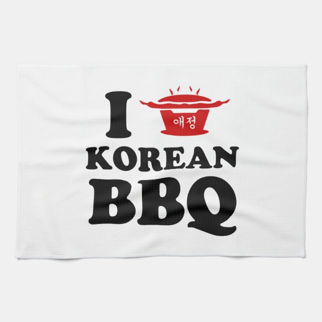I Love Korean BBQ (고기구이) Kitchen Towel (Horizontal)