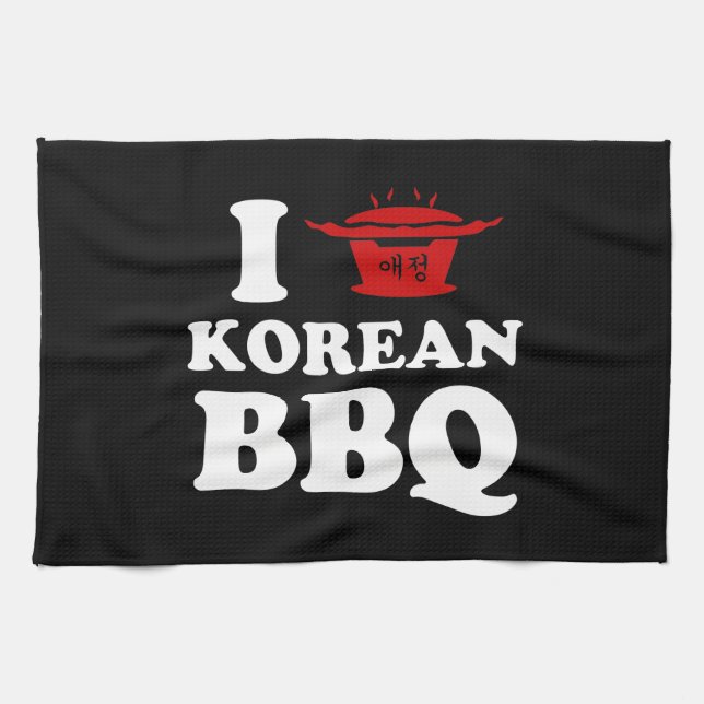 I Love Korean BBQ (고기구이) Kitchen Towel (Horizontal)