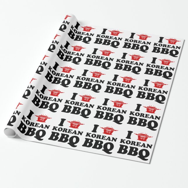 I Love Korean BBQ (고기구이) Wrapping Paper (Unrolled)