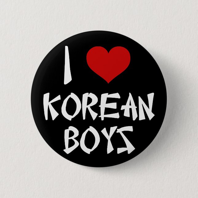 I Love Korean Boys Pinback Button (Front)