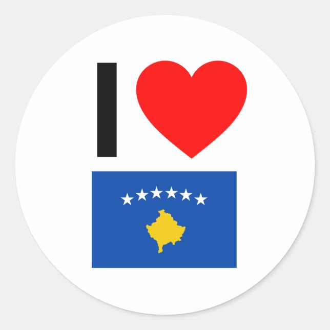 i love kosovo classic round sticker (Front)