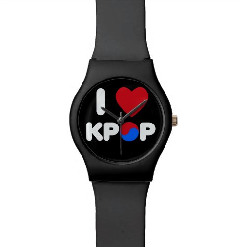 I LOVE KPOP black Wristwatch