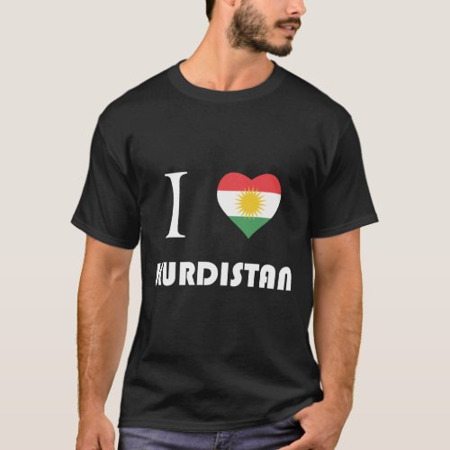 I love kurdistan _ White Text Black T_Shirt