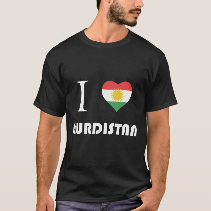 I love kurdistan - White Text, Black T-Shirt | Zazzle.com