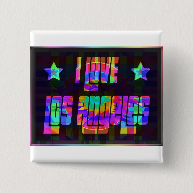 I LOVE LA Beautiful NeonButton Button (Front)