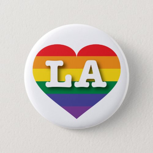 I love LA Gay Pride Rainbow Heart Button