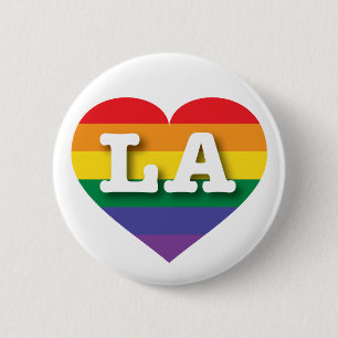 I Love LA Rainbow Heart Button